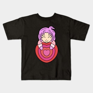 Cute kawaii girl with heart Kids T-Shirt